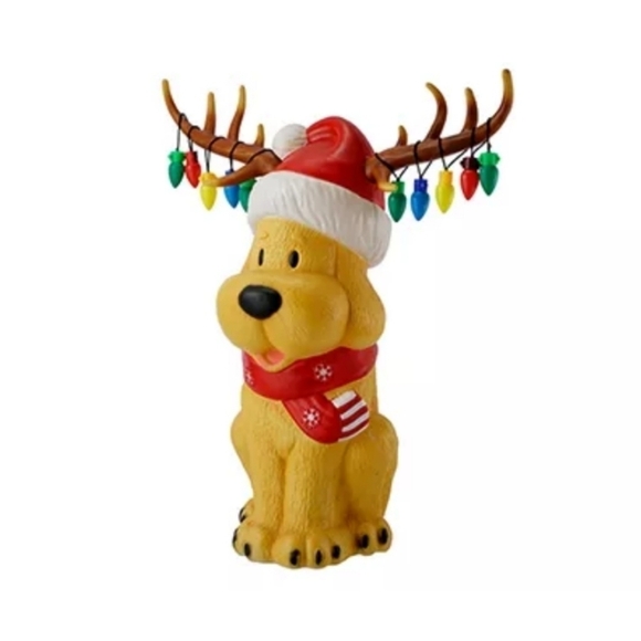 28" Christmas Dog Wearing Antlers Light-Up BLOW MOLD Decor - WINTER WOND… - Picture 2 of 6